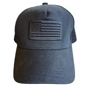 American Flag Hat Mesh Back Ball Cap Dad Retro 5 Panel Black Out Patriotic Y2K